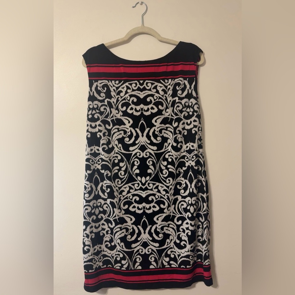 Jessica Howard Women’s Large Black & White Abstract Sleeveless Striped Dress